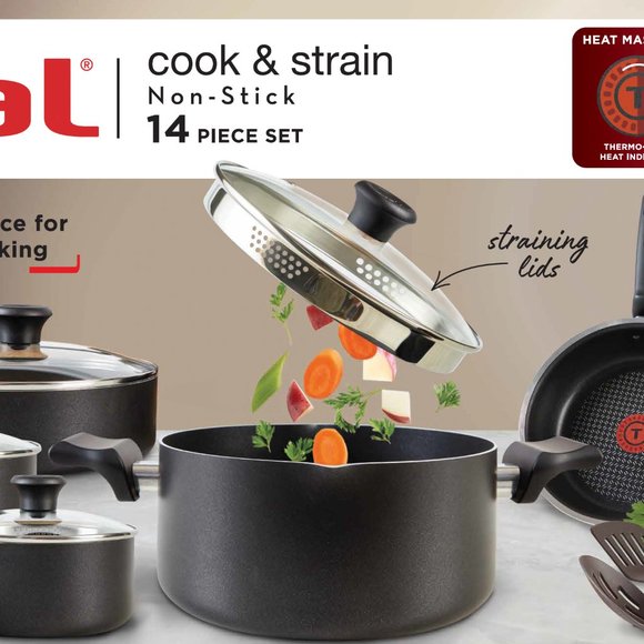 Tfal Kitchen Tfal Cook Strain Nonstick Cookware Set 4 Piece Set